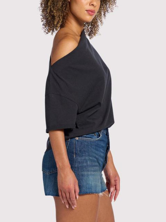 Chicbeautyy Vintage Cotton Off The Shoulder T-Shirt