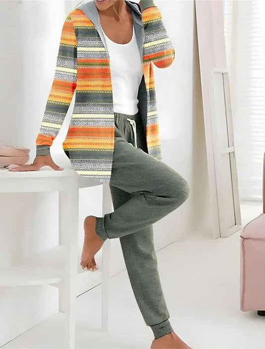 Chic Beautyy Comfy Print Hoodie Two Piece Set