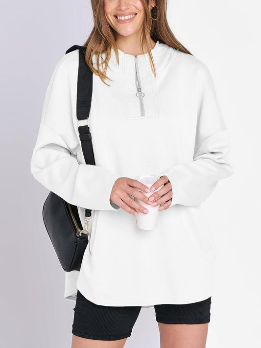 Chic Beautyy 2025 Fall Women's Oversized Quarter Zip Tunic Hoodie (Buy 2 Free Shipping)