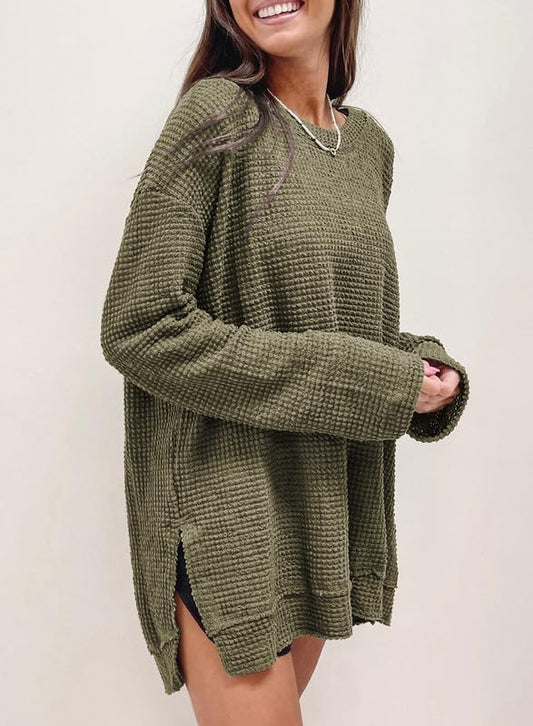 Women's Oversized Waffle Knit Top (Buy 2 Free Shipping)