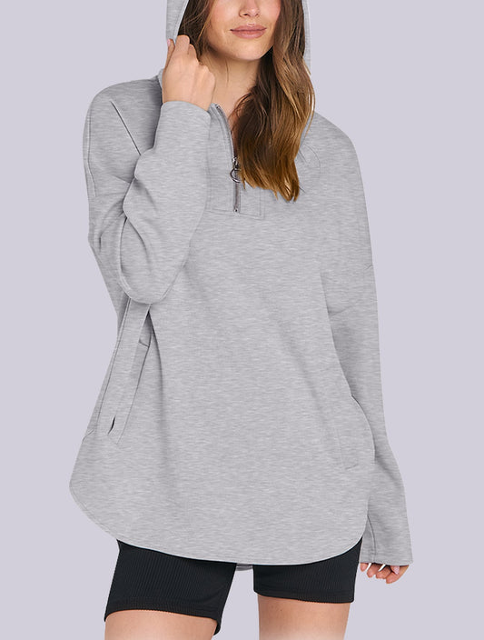 Chic Beautyy 2025 Fall Women's Oversized Quarter Zip Tunic Hoodie (Buy 2 Free Shipping)