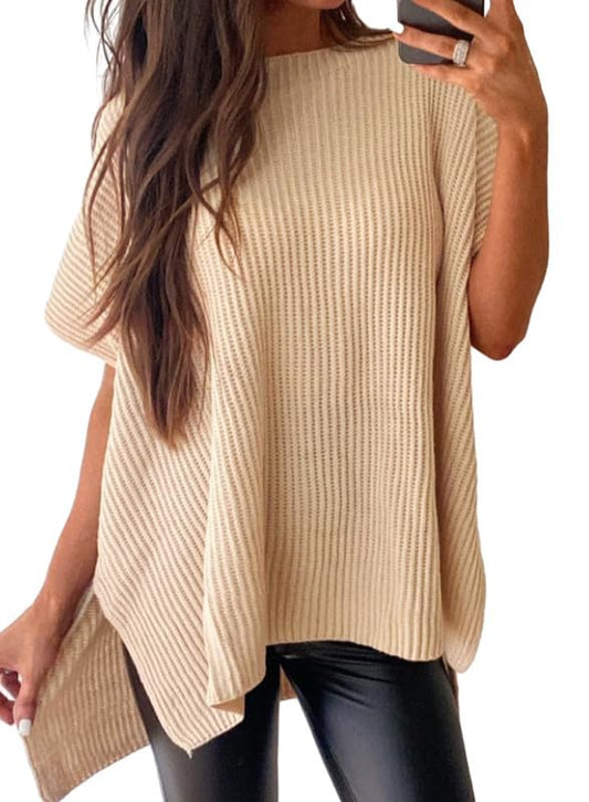 Chicbeautyy Women's Lightweight Knit Batwing Short Sleeve Sweater