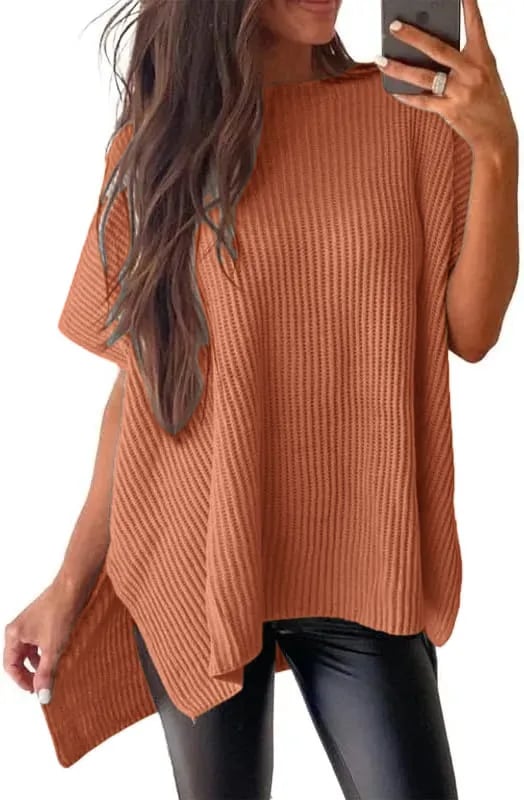 🔥ChicBeautyy Women's Lightweight Knit Batwing Short Sleeve Sweater
