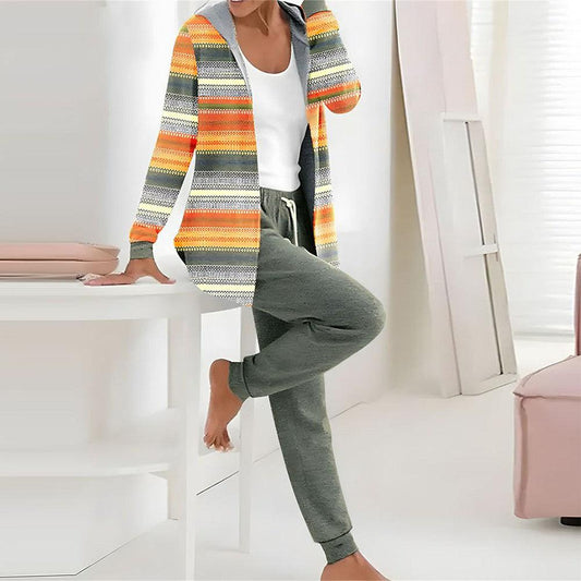 Chic Beautyy Comfy Print Hoodie Two Piece Set