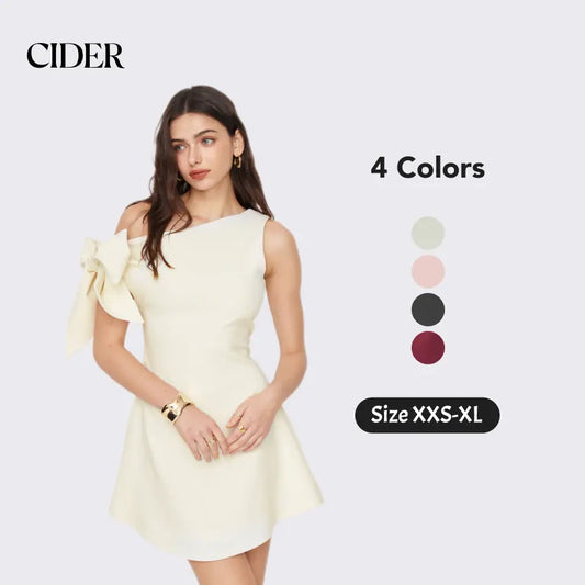 Chicbeautyy Asymmetrical Neck Knotted Mini Dress Sleeveless Summer Dress