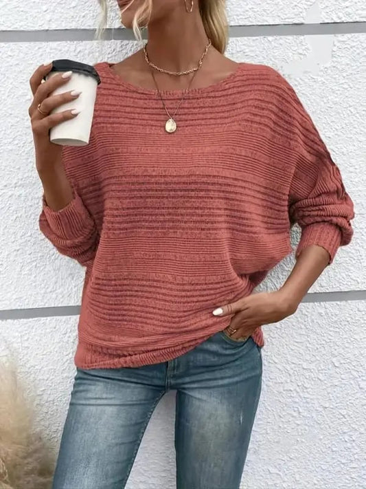 ⏰ChicBeautyy Hot Sale-Women's Soft Solid Batwing Sleeve Pullover Long Sleeve Top