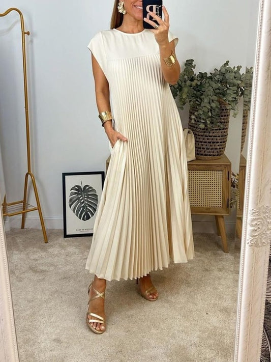 Virina Manika Plisita Flua Maxi-Robo (Aĉetu 2 Senpagan Sendon)