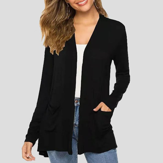 ChicBeautyy Women's Spring And Summer Mid-length Long-sleeved Knitted Cardigan