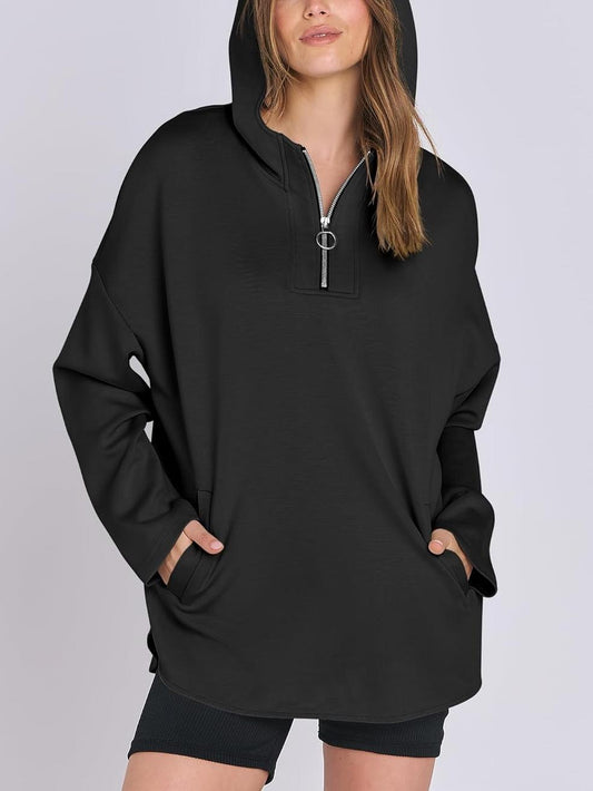 Chic Beautyy 2025 Fall Women's Oversized Quarter Zip Tunic Hoodie (Buy 2 Free Shipping)