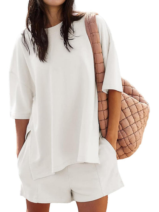 Women's Casual Matching Set with Slit Top and Shorts (Buy 2 Free Shipping)