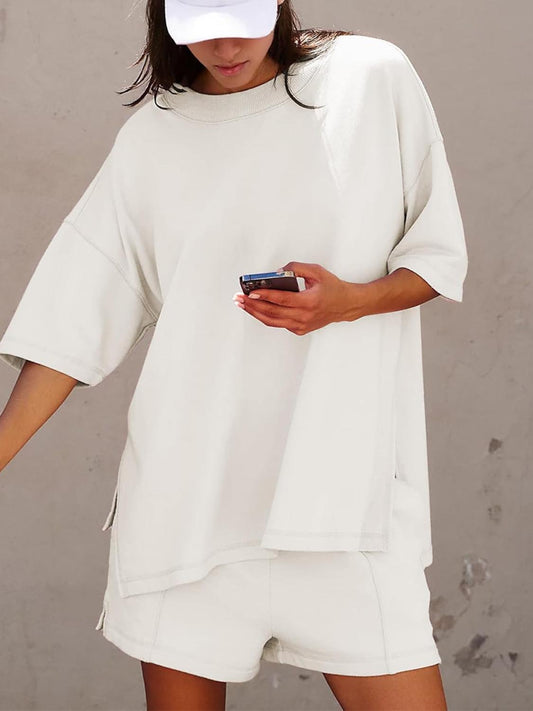 Women's Casual Matching Set with Slit Top and Shorts (Buy 2 Free Shipping)