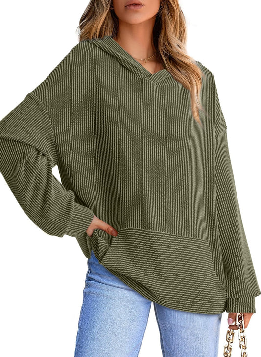 Chicbeautyy✨Women's Ribbed Knit Pullover Hoodie (Buy 2 Free Shipping)