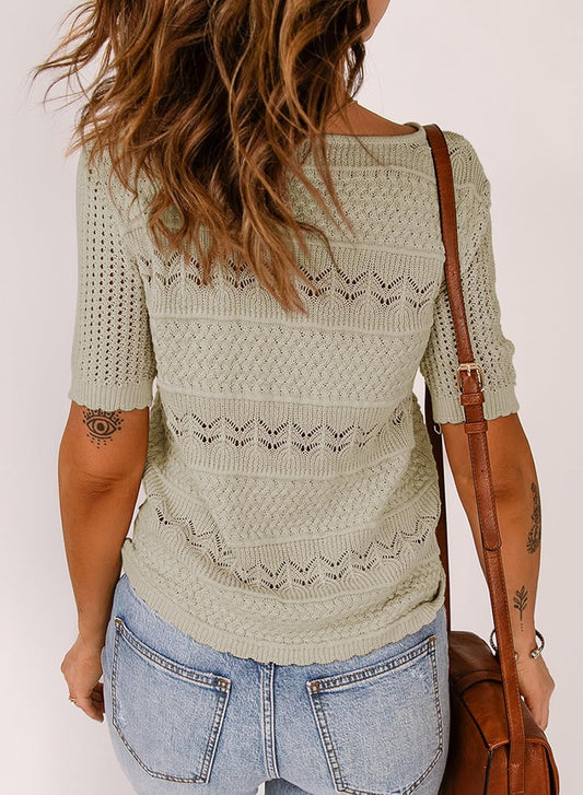 ✨Womens Crew Neck Shirt Lightweight Knit Sweater Blouse Tops (Buy 2 Free Shipping)