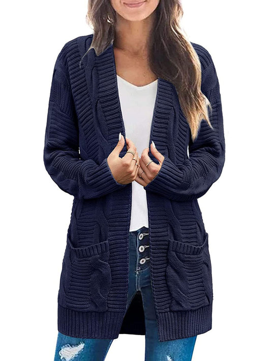 2025 Women's Long Sleeve Cable Knit Cardigan Sweaters