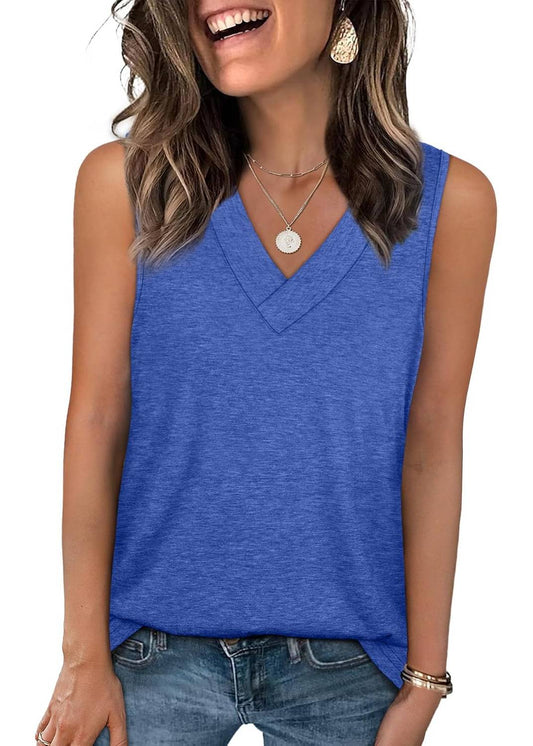 Limited time sale🔥Women Summer Loose Fit V Neck Sleeveless Basic Tank Tops (Buy 3 Free Shipping)