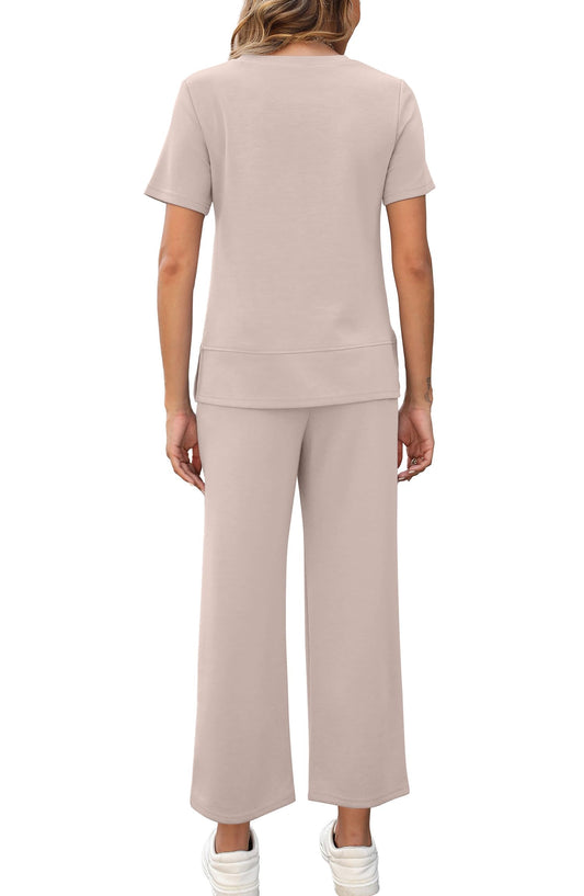 ✨Virina Du-peca Salona Kompleto Modaj Komfortaj Larĝkruraj Vojaĝaj Kostumoj (aĉetu 2 senpage sendo)