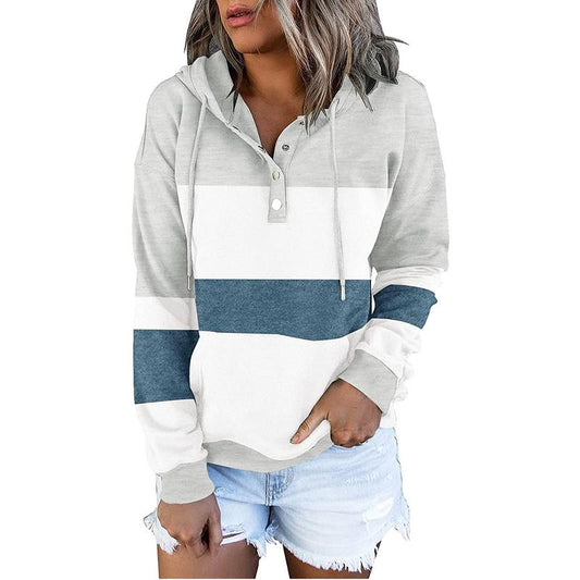 Chic Beautyy Women's Casual Colorblock Button Down Pullover Tie Dye Hoodies Tops