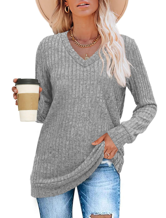 ⏰Chicbeautyy-Women's Casual V Neck Lightweight Tunic Sweateshirt (Buy 3 Free Shipping)