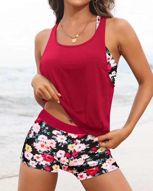 3 Piece Tankini Swimwear For Women Floral(BUY 2 Free Shipping)