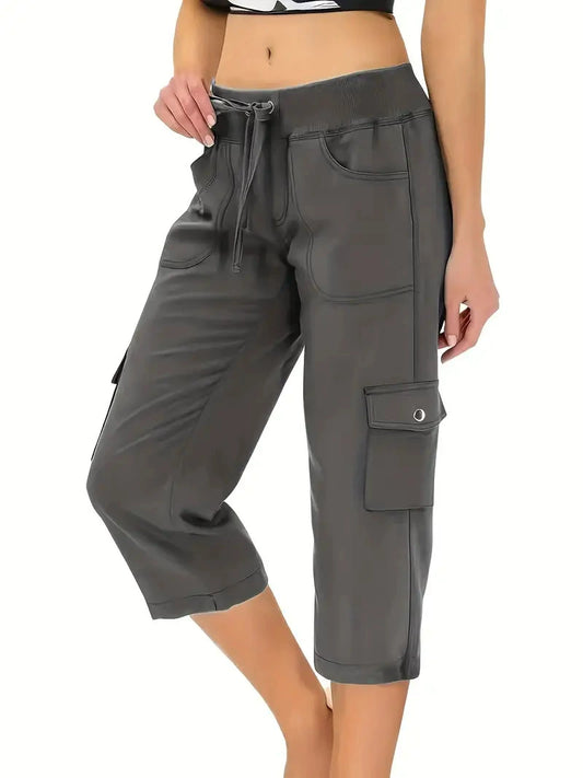 🔥Last day promotion!Women’s Loose Fit Lightweight Capri Cargo Pants – Casual 3/4 Trousers with 6 Pockets