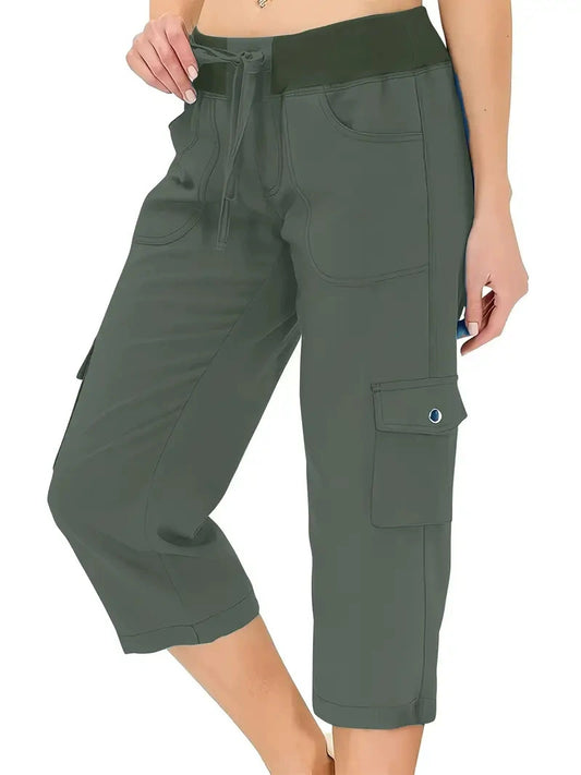 🔥Last day promotion!Women’s Loose Fit Lightweight Capri Cargo Pants – Casual 3/4 Trousers with 6 Pockets