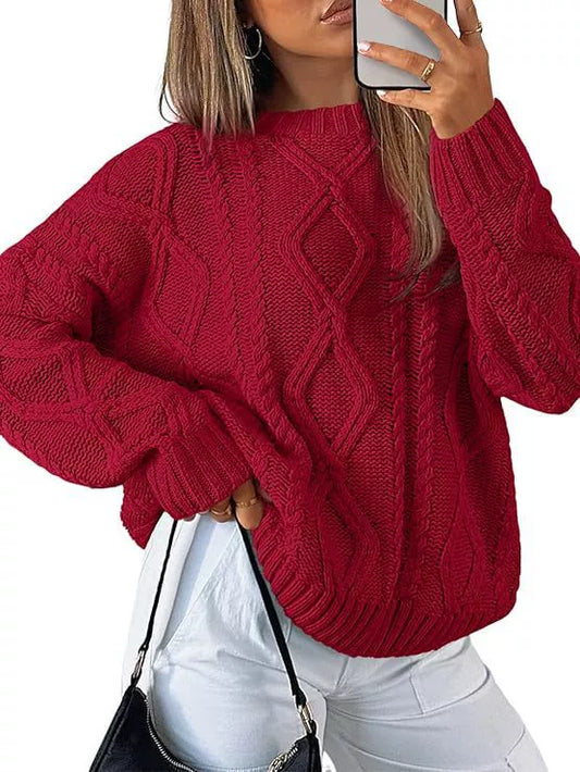 Chicbeautyy Fall Womens Crop Cable-Knit Sweater