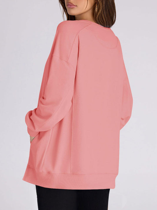 Virina Ŝvitĉemizo kun Poŝoj kaj Flankaj Fendoj (Aĉetu 2 Senpagan Liveradon)