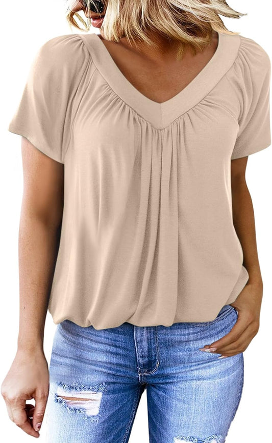 ✨Women's Casual Short Sleeve V Neck Basic T-shirts (BUY 3 FREE SHIPPING)