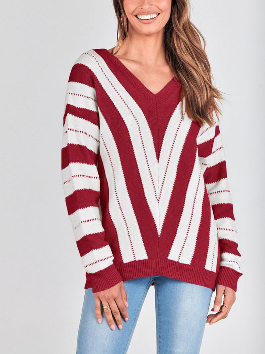 Chic Beautyy Autumn Striped Color Block Knitted Sweater (BUY 2 10% OFF)