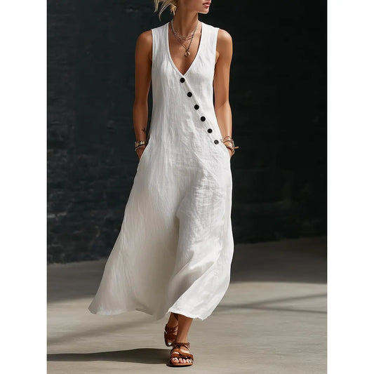 Chicbeautyy Boho Linen Maxi Dress