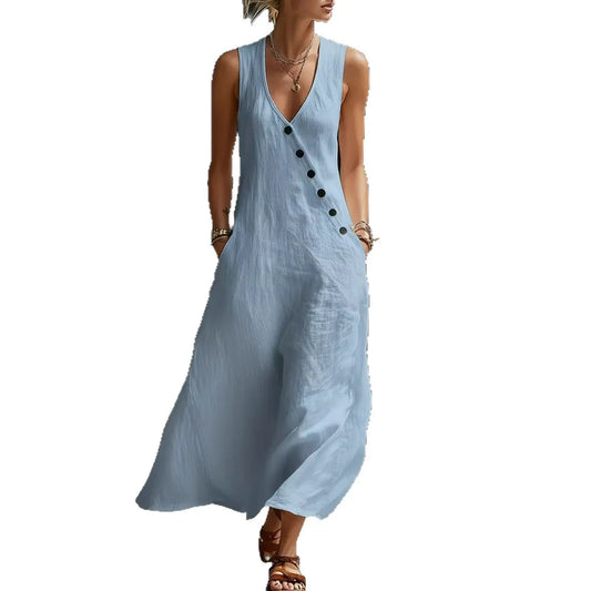 Chicbeautyy Boho Linen Maxi Dress