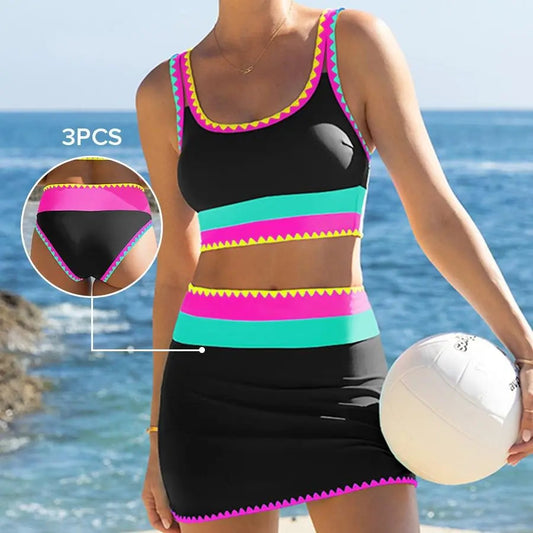 Chicbeautyy Women Tummy Control High Waisted Bikini 3 Piece Bathing Suits