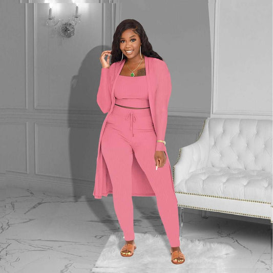 Women's Fashion Solid Three-piece Suit