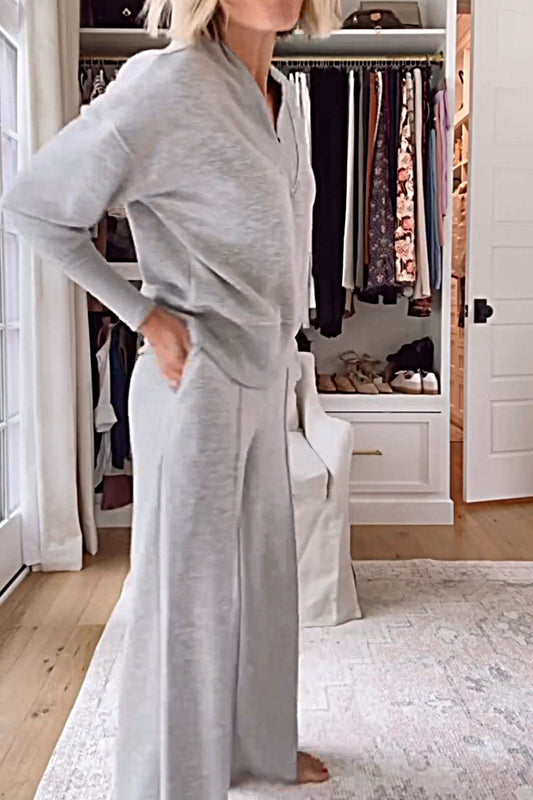 💥ChicBeautyy Women's Solid Color V-neck Top & Pants Two-piece Set(Buy 2 Free Shipping)