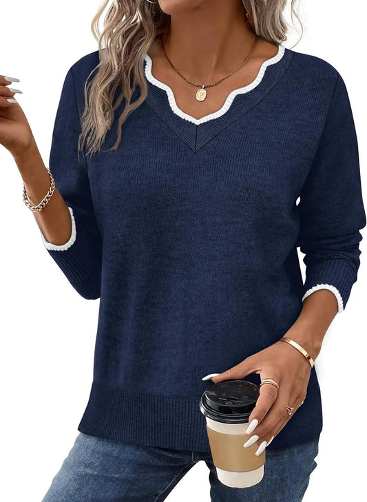 ✨ChicBeautyy Womens Cozy Lightweight V Neck Sweaters Pullover