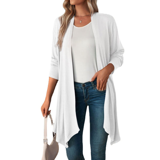 Chicbeautyy Women's New Solid Color Long Sleeve Cardigan Jacket Long Tops