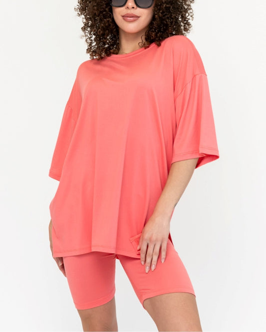 Women's Oversized Tee and Biker Set (Buy 2 Free Shipping)