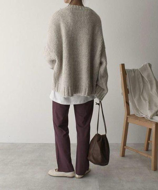 Chic Beautyy Oversized Ivory Pocket Front Sweater