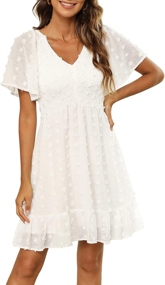 Womens 2025 Spring Summer Short Sleeve Casual Dress