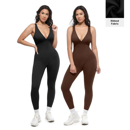 Chicbeautyy Deep V Shapewear with Chest Support Breathable High-Waisted Tummy Control Jumpsuit