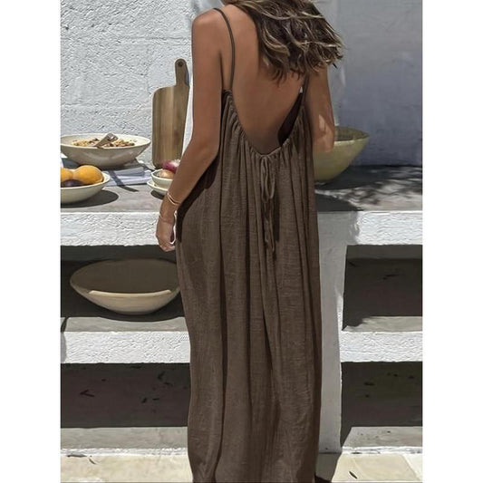 Chicbeautyy Women's Solid Color Cami Lounge Dress