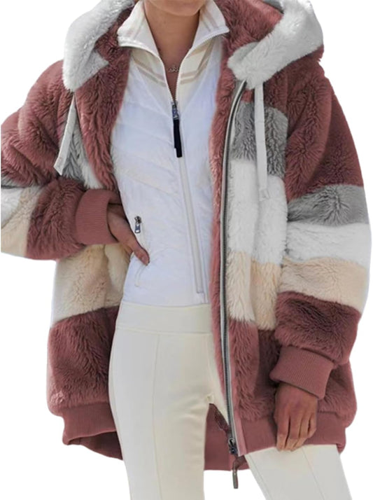 Chicbeautyy Loose Thick Plush Hooded Jackets