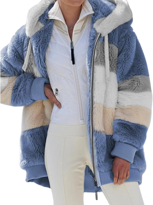 Chicbeautyy Loose Thick Plush Hooded Jackets