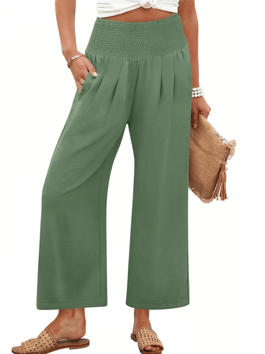 Chicbeautyy Women's Smocked Waist Wide Leg Palazzo Pants (Buy 2 Free Shipping)