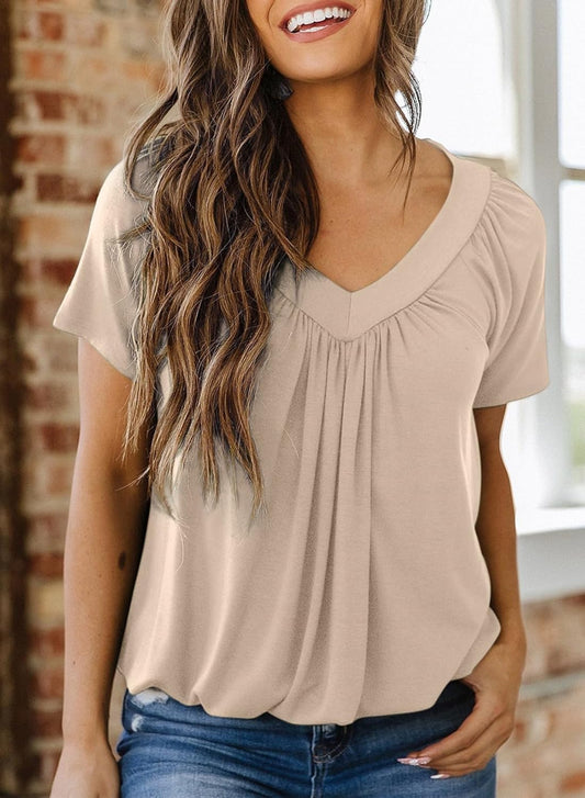 ✨Women's Casual Short Sleeve V Neck Basic T-shirts (BUY 3 FREE SHIPPING)