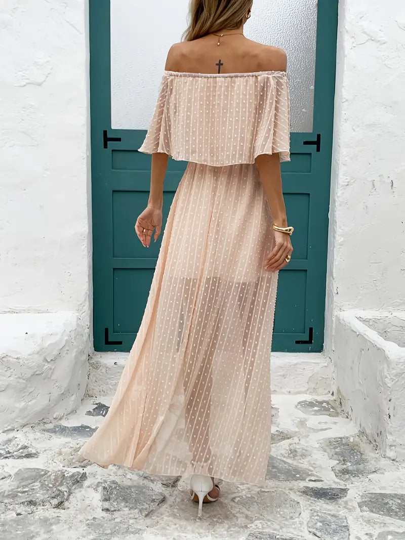 ChicBeautyy Seaside Dream Ruffle Maxi Dress women's summer beach outfit
