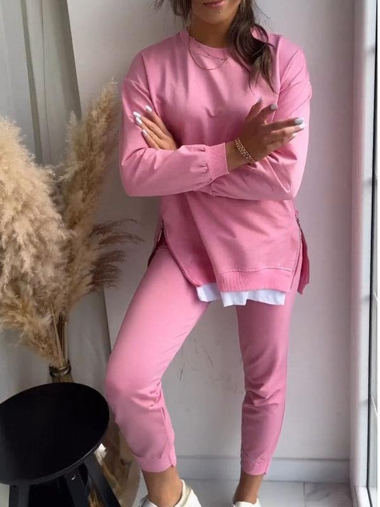 Chicbeautyy Women's Patchwork Imitation Two-piece Set