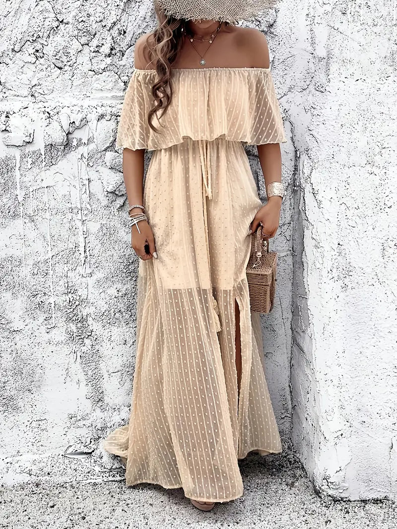 ChicBeautyy Seaside Dream Ruffle Maxi Dress women's summer beach outfit
