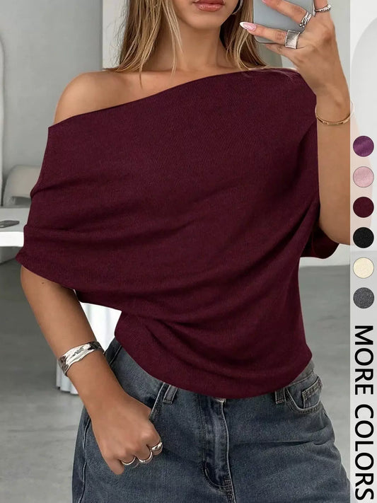 Chicbeautyy Loose Fit Drop Shoulder Short Sleeve Top