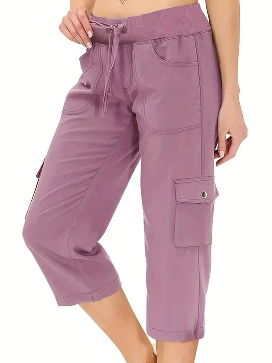 🔥Last day promotion！Women’s Loose Fit Lightweight Capri Cargo Pants – Casual 3/4 Trousers with 6 Pockets